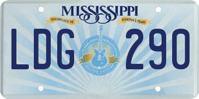 MS license plate LDG290