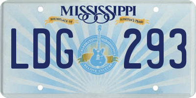MS license plate LDG293