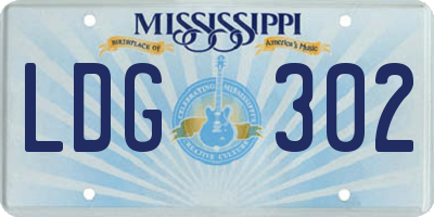 MS license plate LDG302