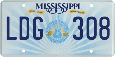 MS license plate LDG308