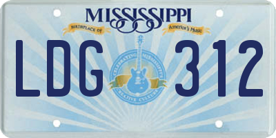 MS license plate LDG312