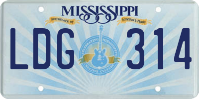 MS license plate LDG314