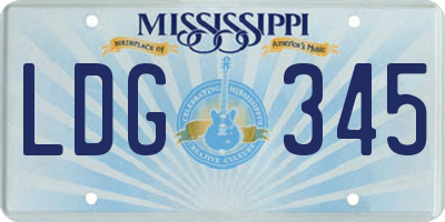 MS license plate LDG345