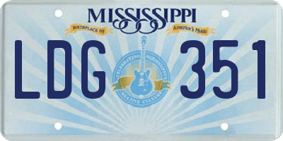 MS license plate LDG351