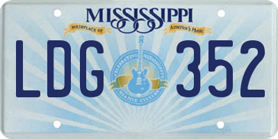 MS license plate LDG352