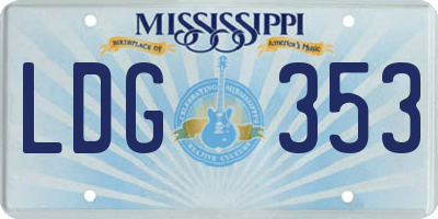 MS license plate LDG353