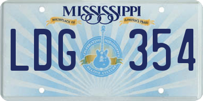 MS license plate LDG354