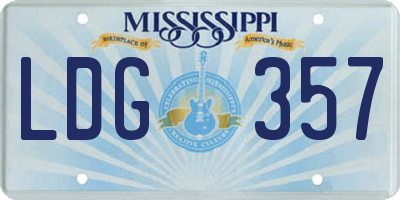 MS license plate LDG357