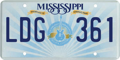 MS license plate LDG361