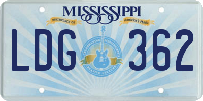 MS license plate LDG362