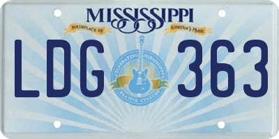 MS license plate LDG363