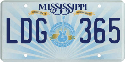 MS license plate LDG365