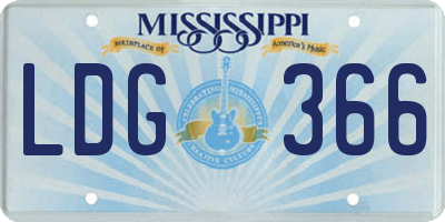MS license plate LDG366