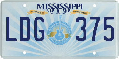 MS license plate LDG375