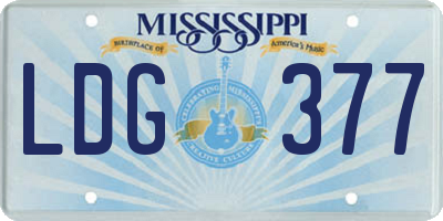 MS license plate LDG377