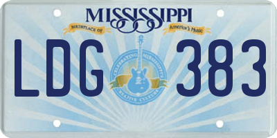 MS license plate LDG383