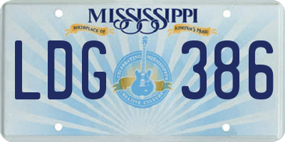 MS license plate LDG386
