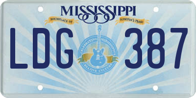 MS license plate LDG387