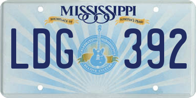 MS license plate LDG392