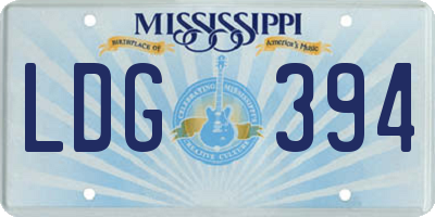 MS license plate LDG394