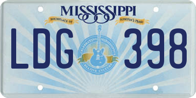 MS license plate LDG398