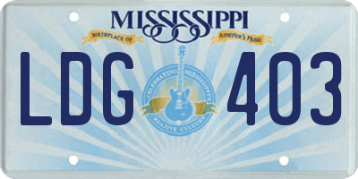 MS license plate LDG403