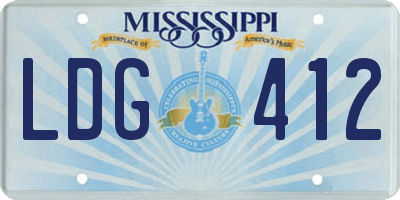 MS license plate LDG412