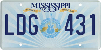 MS license plate LDG431