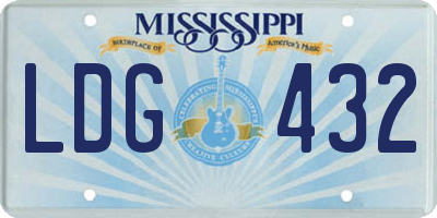 MS license plate LDG432