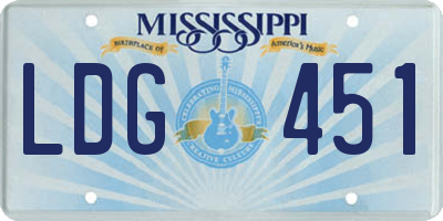 MS license plate LDG451
