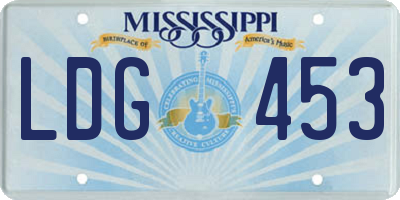 MS license plate LDG453