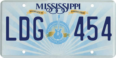 MS license plate LDG454