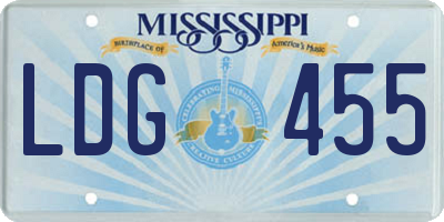 MS license plate LDG455