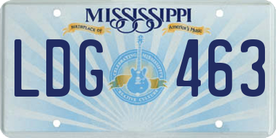 MS license plate LDG463