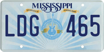 MS license plate LDG465