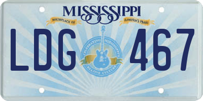 MS license plate LDG467