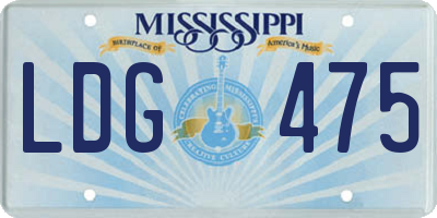 MS license plate LDG475