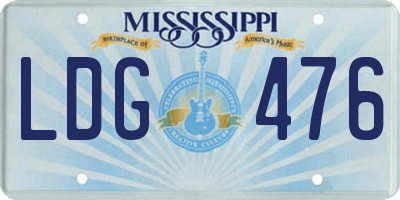 MS license plate LDG476