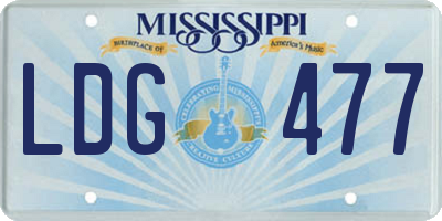 MS license plate LDG477