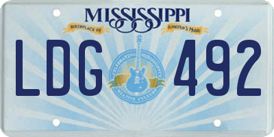 MS license plate LDG492
