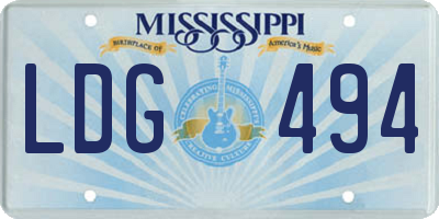MS license plate LDG494