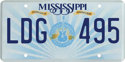 MS license plate LDG495