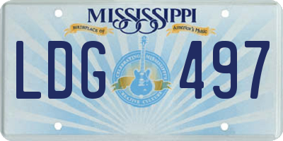 MS license plate LDG497