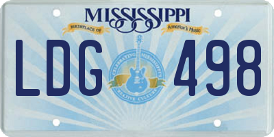 MS license plate LDG498