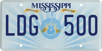 MS license plate LDG500
