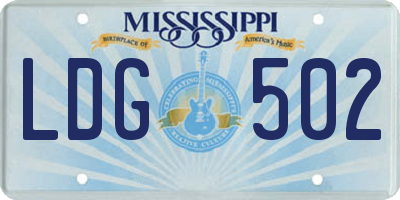 MS license plate LDG502