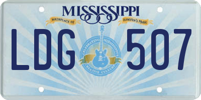 MS license plate LDG507