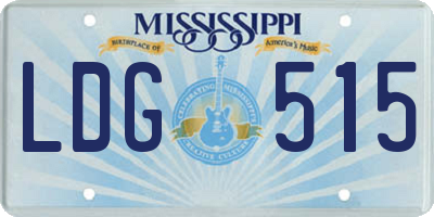 MS license plate LDG515