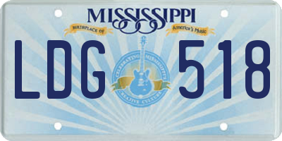 MS license plate LDG518