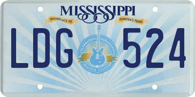 MS license plate LDG524